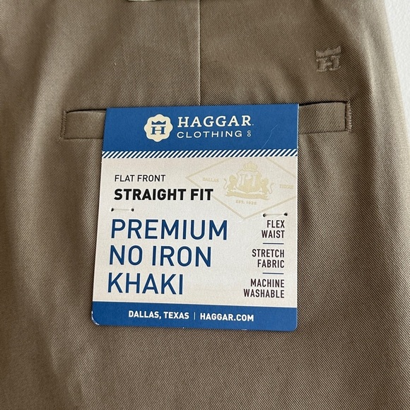 Haggar Clothing Premium No Iron Khaki, Flat Front Straight Fit, 34W x 34L - Picture 10 of 16